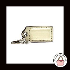 1.5" Small COACH Ivory Patent Leather Nickel Key Fob Bag Charm Keychain Hang Tag